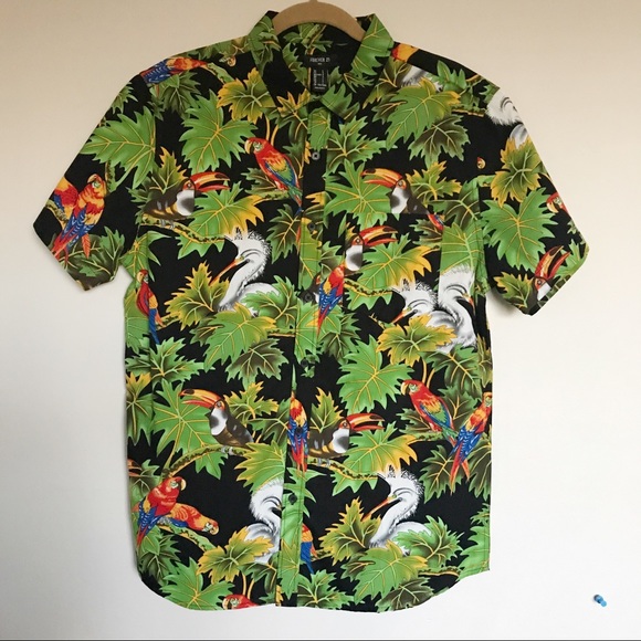 Forever 21 Other - Forever 21 Men’s Bird/Leaf Print Fitted Shirt L